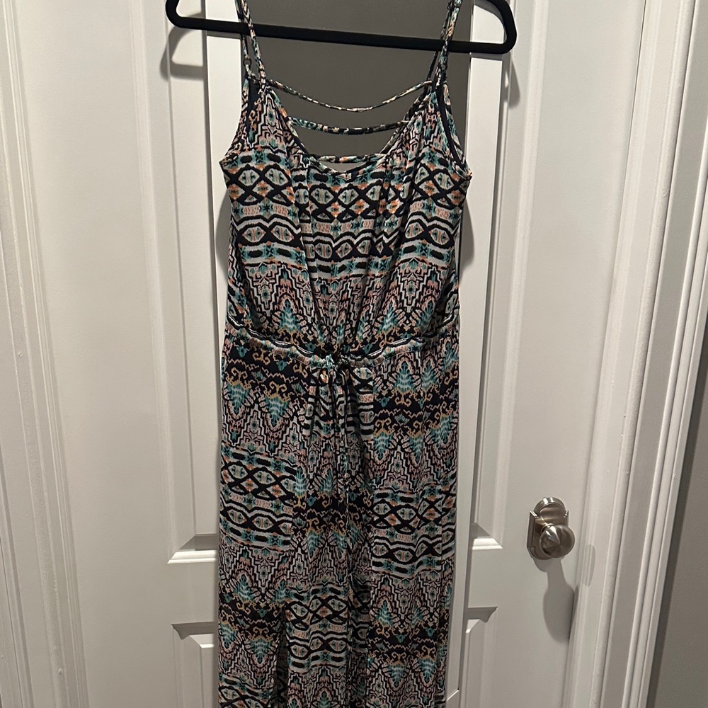 Forever 21 Geometric Print Maxi Dress - Black, Blue, Cream
